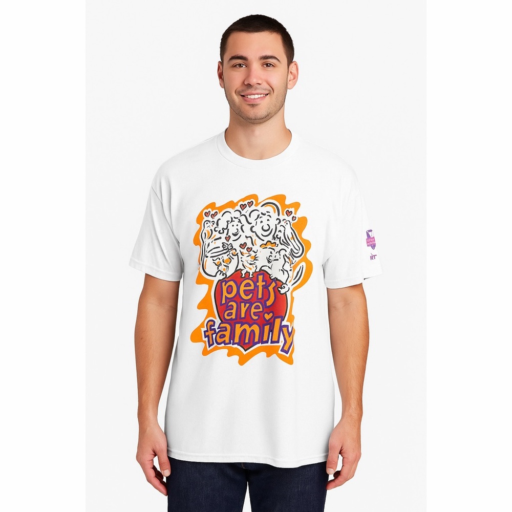 Hanes VTG "Pets Are Family" Single Stitch Graphic Logo Art Promo Unisex T-Shirt